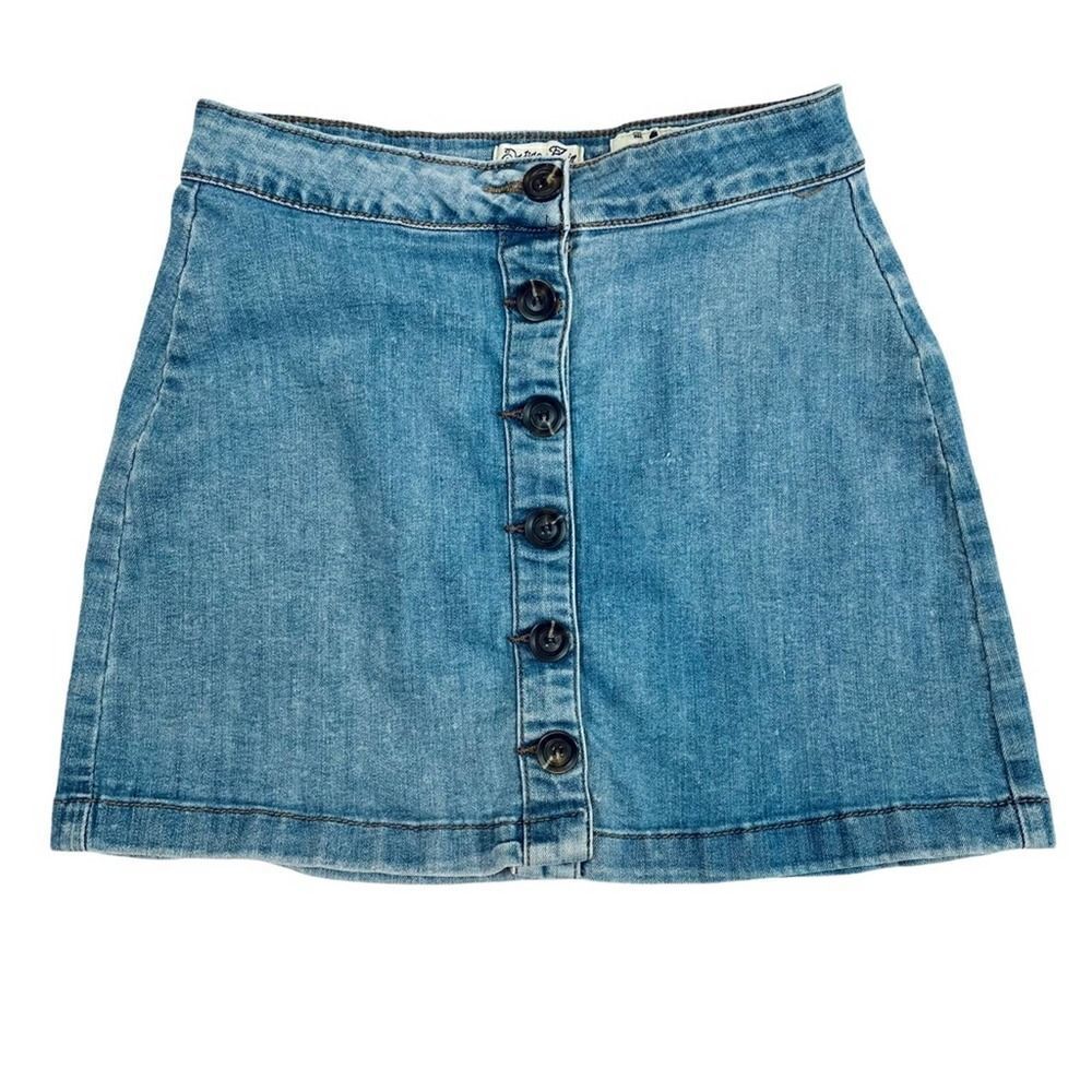 Indigo Rein Womens Blue Button Down Denim Mini Skirt Size 1